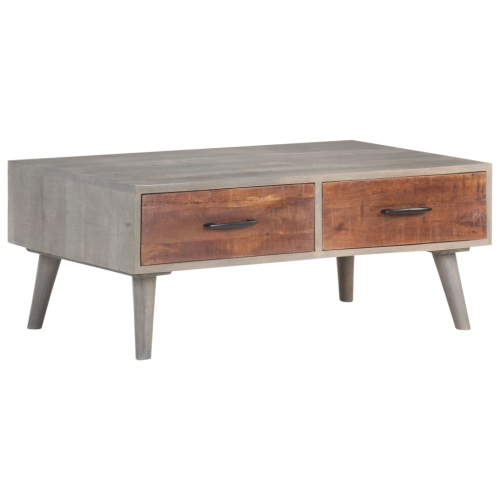vidaXL Coffee Table Gray 39.4"x23.6"x15.7" Solid Rough Mango Wood
