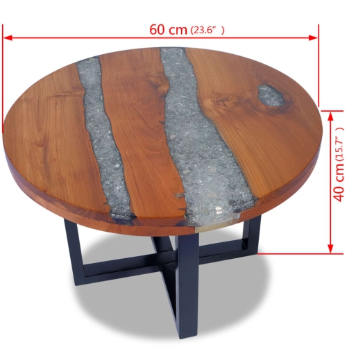 vidaXL Coffee Table Teak Resin 23.6"