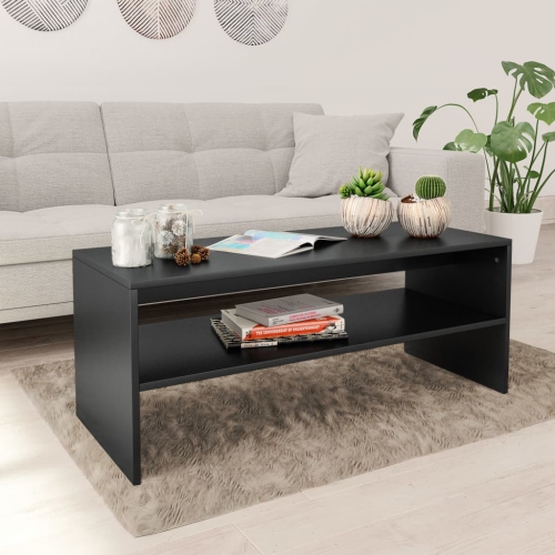 vidaXL Coffee Table Black 39.4"x15.7"x15.7" Chipboard