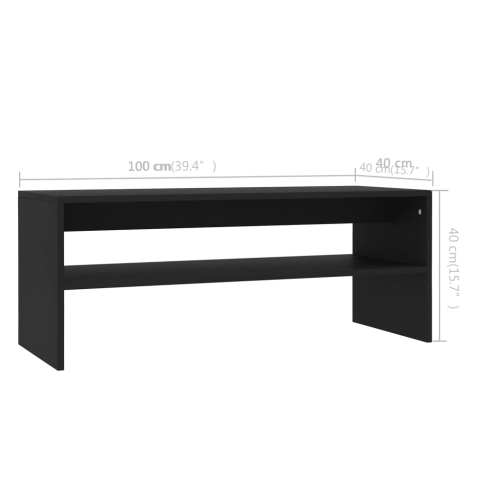 vidaXL Coffee Table Black 39.4"x15.7"x15.7" Chipboard