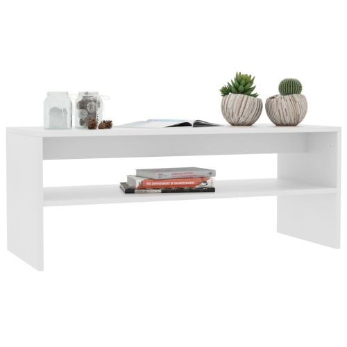 vidaXL Coffee Table White 39.4"x15.7"x15.7" Chipboard