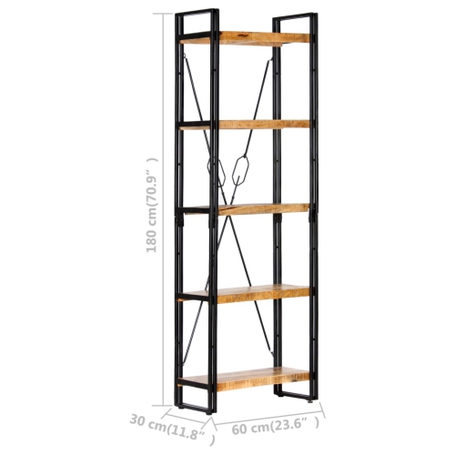 vidaXL 5-Tier Bookcase 23.6x11.8"x70.9" Solid Mango Wood"