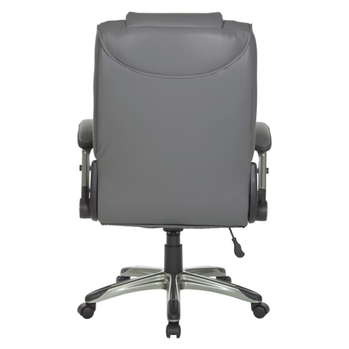Executive Bonded Leather Chair in Charcoal Gray with Titanium Coated Flip Arms