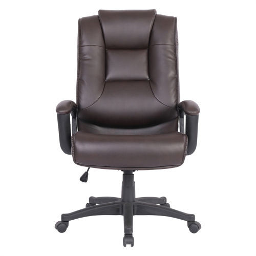 High Back Espresso Bonded Leather Chair with Padded Loop Arms