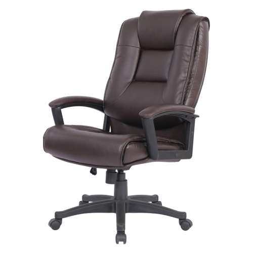 High Back Espresso Bonded Leather Chair with Padded Loop Arms