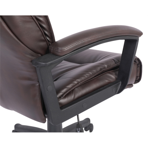 High Back Espresso Bonded Leather Chair with Padded Loop Arms