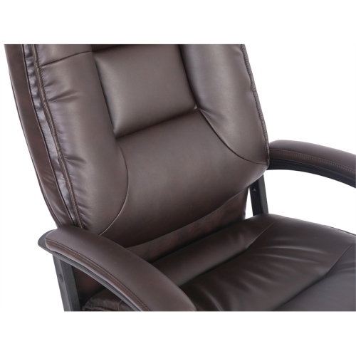 High Back Espresso Bonded Leather Chair with Padded Loop Arms