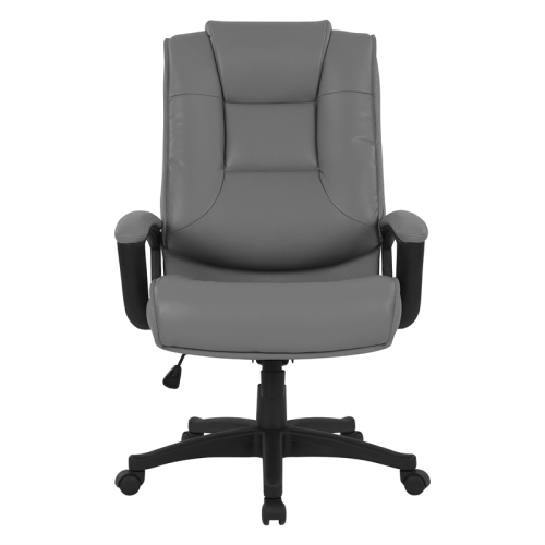 High Back Charcoal Bonded Leather Chair with Padded Loop Arms