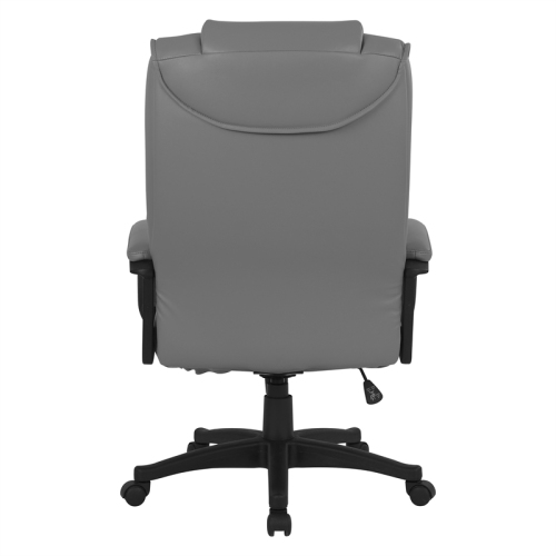 High Back Charcoal Bonded Leather Chair with Padded Loop Arms