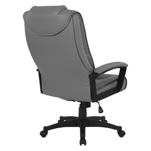 High Back Charcoal Bonded Leather Chair with Padded Loop Arms