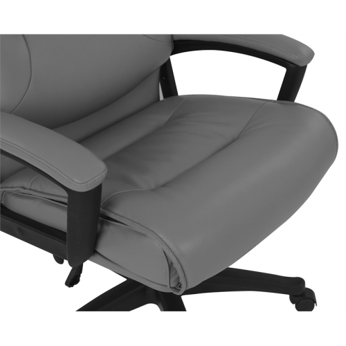 High Back Charcoal Bonded Leather Chair with Padded Loop Arms