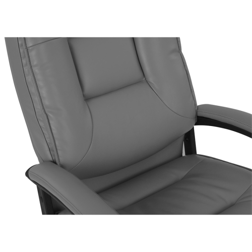 High Back Charcoal Bonded Leather Chair with Padded Loop Arms