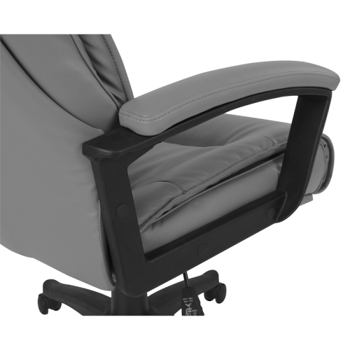 High Back Charcoal Bonded Leather Chair with Padded Loop Arms