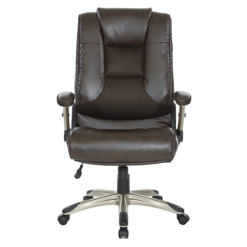 Executive Bonded Leather Chair in Espresso with Cocoa Coated Flip Arms