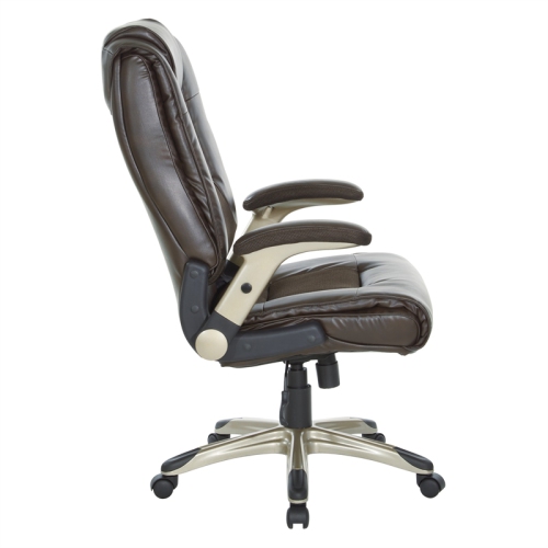 Executive Bonded Leather Chair in Espresso with Cocoa Coated Flip Arms