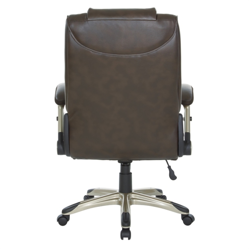 Executive Bonded Leather Chair in Espresso with Cocoa Coated Flip Arms
