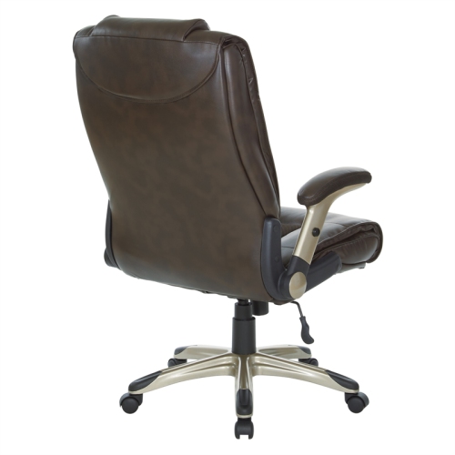 Executive Bonded Leather Chair in Espresso with Cocoa Coated Flip Arms