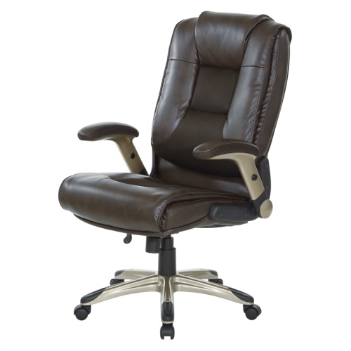Executive Bonded Leather Chair in Espresso with Cocoa Coated Flip Arms