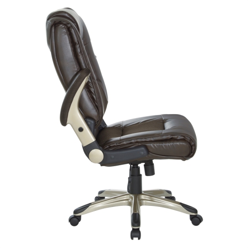 Executive Bonded Leather Chair in Espresso with Cocoa Coated Flip Arms