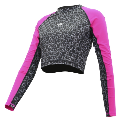 Speedo Women's Long Sleeve Cropped Rash Guard, XL