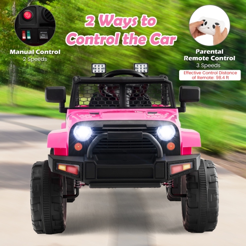 Costway 12V Battery Powered Ride On Truck Electric Kids Ride On Car with Remote Control 4-Wheel Vehicle Toy for Boys & Girls