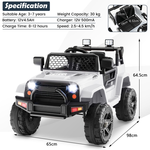 Costway 12V Battery Powered Ride On Truck Electric Kids Ride On Car with Remote Control 4-Wheel Vehicle Toy for Boys & Girls