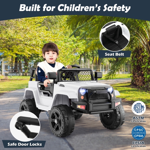 Costway 12V Battery Powered Ride On Truck Electric Kids Ride On Car with Remote Control 4-Wheel Vehicle Toy for Boys & Girls