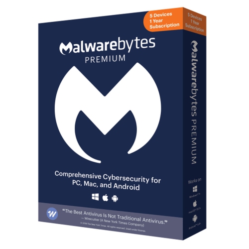 MALWAREBYTES  - Premium 5-User 1-Year Bil PC/mac/android