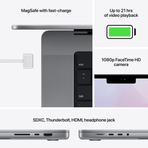 Apple MacBook Pro 16" w/ Touch ID (2021) - Space Gray (Apple M1 Pro Chip / 1TB SSD / 16GB RAM) - English by APPLE - Refurbished condition - Image 4