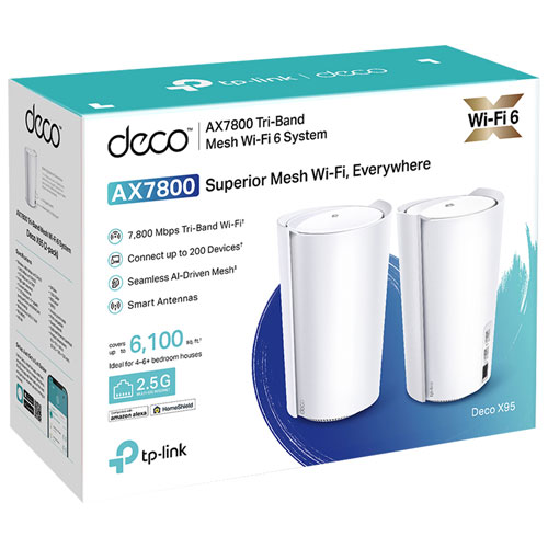 TP-Link Deco X95 Tri-Band AX7800 Whole Home Mesh Wi-Fi 6 System - 2 Pack