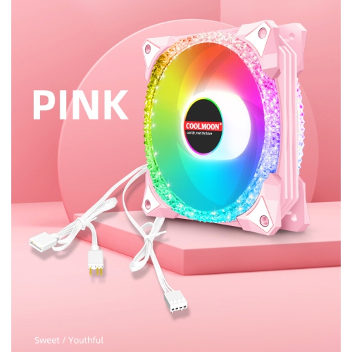 PC Case RGB LED Fan, 120mm, ARGB Cooling Fan, Ultra Quiet High Airflow , Addressable RGB Motherboard Sync Computer PC Cooling Pink