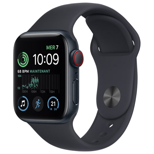 Remis à neuf - Apple Watch SE (GPS + Cellular) avec boîtier 44 mm aluminium minuit/bracelet sport minuit (2022)