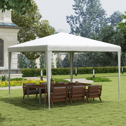 Outsunny 10x10ft Party Tent Portable Gazebo, Folding Garden Canopy Event Shelter Outdoor Sunshade White
