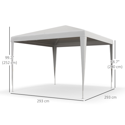 Outsunny 10x10ft Party Tent Portable Gazebo, Folding Garden Canopy Event Shelter Outdoor Sunshade White
