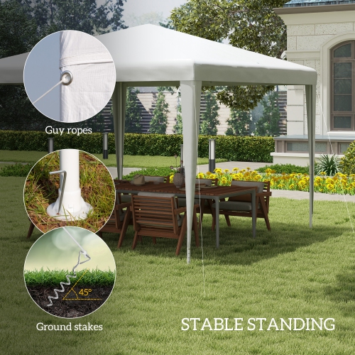Outsunny 10x10ft Party Tent Portable Gazebo, Folding Garden Canopy Event Shelter Outdoor Sunshade White