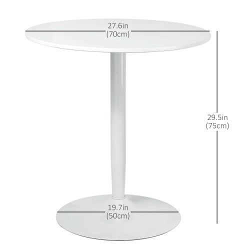 HOMCOM Round Dining Table for 2 People, Modern Kitchen Table with Painted Top and Steel Base for Living Room, Dining Room, White