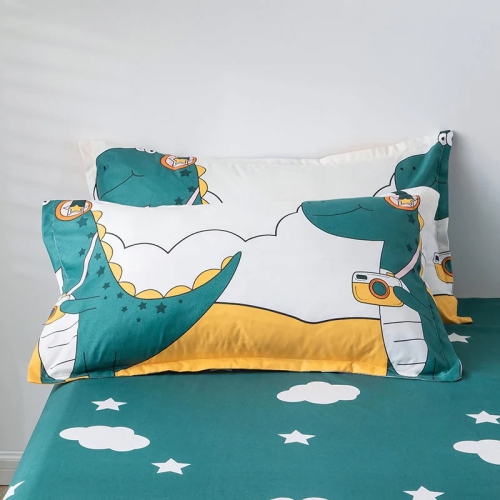 4 Pc Kids Designer Green/Yellow Bedding Set 1 Duvet Cover QUEEN Bedding Set with 1 Bed Sheet with 2 Pillow Case Covers [FREE SHIPPING]