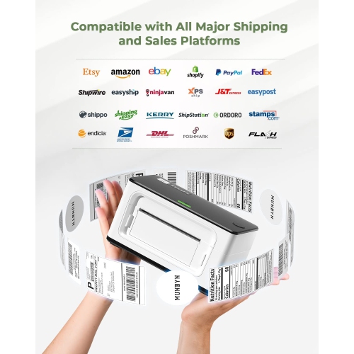 Shipping Label Printer, 4x6 Label Printer for Shipping Packages, USB Thermal Printer for Shipping Labels Home Small Business, Compatible with Etsy,