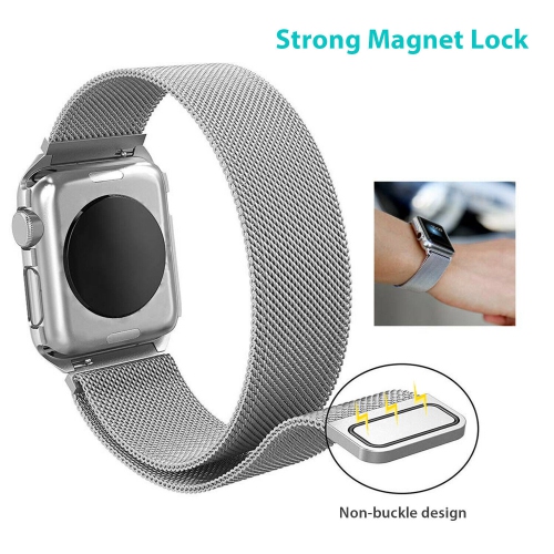 Bracelet milanais moderne à fermeture magnétique pour Apple Watch série Sport 1/2/3/4/5/6/7/8 42 mm,44 mm,45 mm
