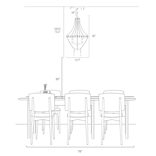 Transitional Beaded Empire Chandelier Light, 4-light Modern Farmhouse Boho Candlestick Chandelier with Crystal Beads