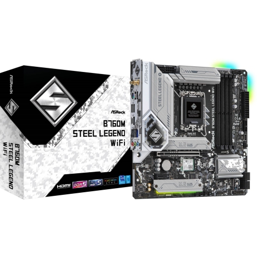 ASROCK Motherboard B760M STEEL LEGEND WIFI B760 LGA1700 MAX128GB DDR5 MICRO ATX RETAIL