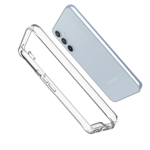 TopSave Crystal Clear Slim Thin PC Hybrid Case w/Silver Button pour Samsung Galaxy A34 6.6"