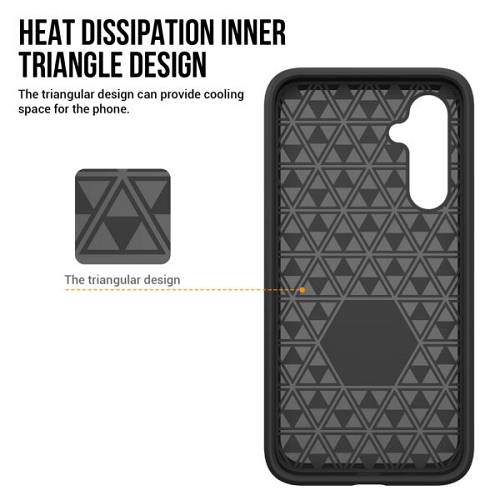 TopSave Triangle Pattern PC Back + Intérieur TPU Double Couche Hybride Robuste Coque Pour Samsung Galaxy A34 6.6", Noir