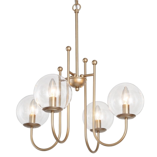 Modern Sputnik Chandelier Light 4-Light Satin Gold Island Chandelier Light with Clear Glass Shade