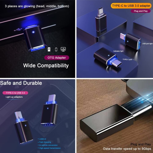 USB C to USB Adapter, USB C Male to USB 3.0 Female OTG Connector High Speed Compatible with Google Pixel Chromebook Samsung Galaxy S10/S9 Huawei