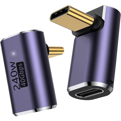 Y USB C 90 Degree Adapter,USB C Right Angle Adapter with 40 Gbps PD 240W 8K@60hz Video Charge,Compatible for MacBook Pro/Air,Steam Deck,Switch,VR and