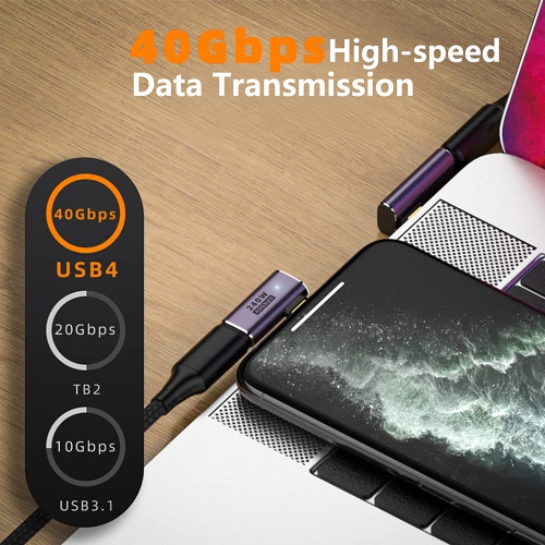 Y USB C 90 Degree Adapter,USB C Right Angle Adapter with 40 Gbps PD 240W 8K@60hz Video Charge,Compatible for MacBook Pro/Air,Steam Deck,Switch,VR and