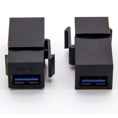A USB 3.0 Keystone Jack Inserts Female to Female Adapters Coupler Insert Snap-in Connector Socket Adapter Port for Wall Plate Outlet Panel - Black