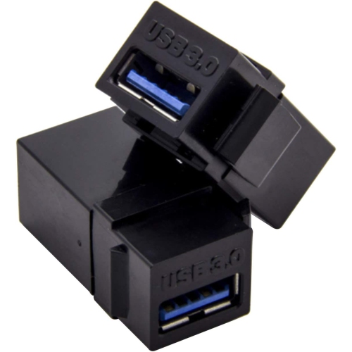 A USB 3.0 Keystone Jack Inserts Female to Female Adapters Coupler Insert Snap-in Connector Socket Adapter Port for Wall Plate Outlet Panel - Black