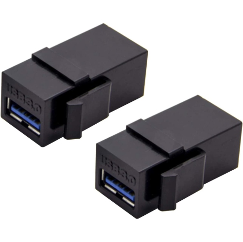 A USB 3.0 Keystone Jack Inserts Female to Female Adapters Coupler Insert Snap-in Connector Socket Adapter Port for Wall Plate Outlet Panel - Black